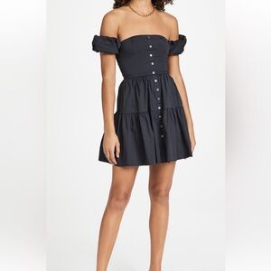 STAUD Mini Elio Dress in Black